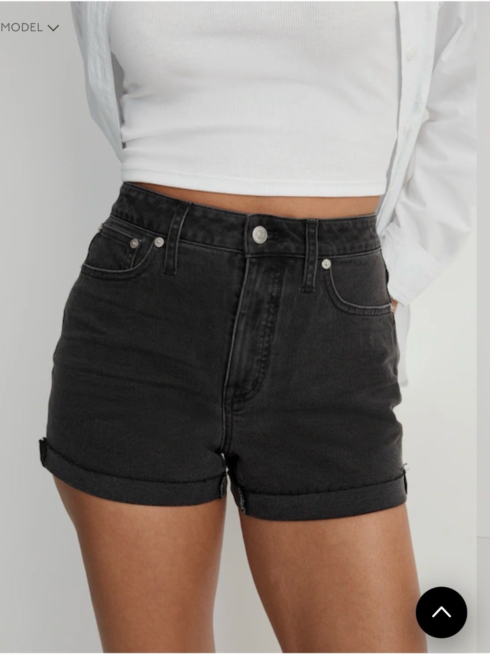 Madewell Womens 27 Black Denim Shorts High Rise Cutoff Raw Hem Distressed